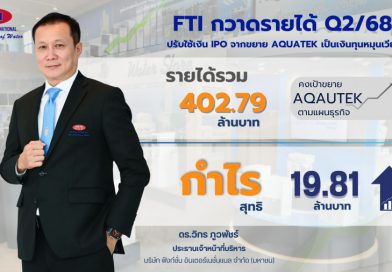 FTI กวาดรายได้ Q2/68 ที่ 402.79 ลบ. กำไร 19.81 ลบ. ปรับใช้เงิน IPO จากขยาย AQUATEK เป็นเงินทุนหมุนเวียน คงเป้าขยาย AQAUTEK ตามแผนธุรกิจ